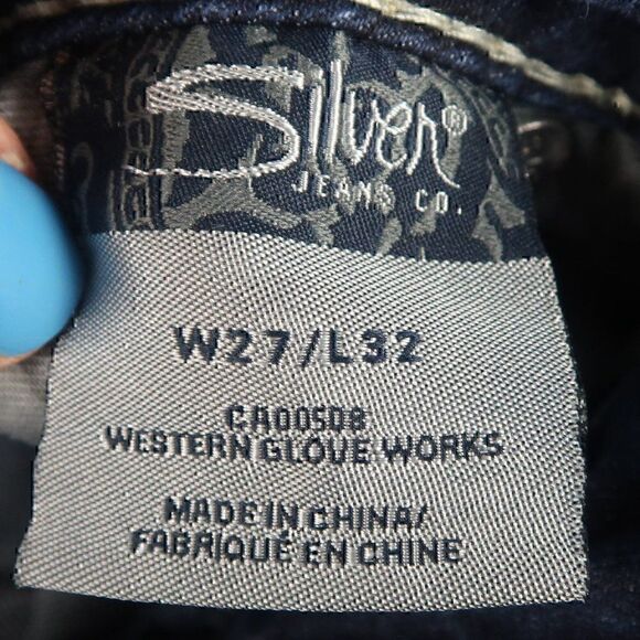SILVER JEANS CO BERKLEY DARK WASH STRETCH BLUE DENIM JEANS SIZE W27/L32 - Picture 3 of 13